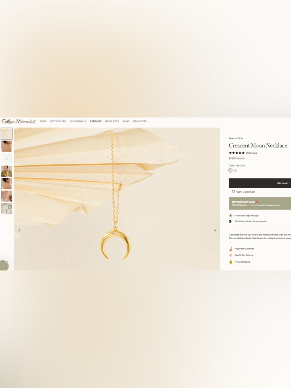 Caitlyn Minimalist Gold Crescent Moon Necklace (3)